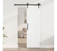Interior Sliding Barn Door 61x198.5cm White Plywood Pine Rustic Space-Saver DIY