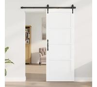 Interior Sliding Barn Door White 78 x 202 cm Plywood Pine Rustic DIY Indoor Easy