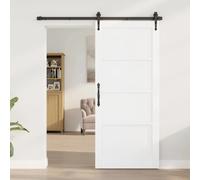 Interior Sliding Barn Door White 86x198.5cm Plywood Pine Rustic DIY Space-Saving