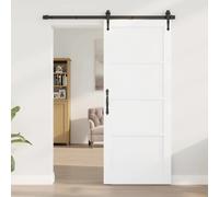 Interior Sliding Door White 83x202 cm Plywood Pine Rustic Space-Saving DIY Barn