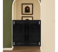 Interior Solid Wood Saloon Door with Hinges - Swinging Cafe Door Privacy Gate for Kitchen Shop Pub Entrance Adjustable Width 27.5-55in Brown Finish W105cm x H90cm (41.3"x35.4")