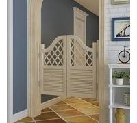 Interior Solid Wood Swing Door, 4 Spring Hinges Swinging Cafe Doors Saloon,Bar Kitchen Hallway Entrance Partition, 2 Panel,Customizable(No Paint,110x100cm(WxH))