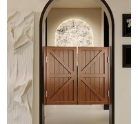 Interior Solid Wood Swinging Doors with Auto Close Features, Retro Louvered Design for Easy Access and Customizable Fit