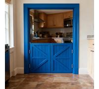 Interior Solid Wood Swinging Doors with Auto Close Features, Retro Louvered Design for Easy Access and Customizable Fit