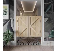 Interior Solid Wood Swinging Doors with Auto Close Features, Retro Louvered Design for Easy Access and Customizable Fit
