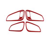 Interior Styling for for Focus SE RS ST for Ecoboost 2015-2018 LHD RHD Car Inner Door Handle Panel Trim Real Soft Carbon Fiber Sticker(Red Carbon)