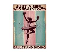 Interior Styling Piece 12x16 Inch Metal Wall Sign Featuring Just A Girl Who Really Loves Ballet And Boxing Poster Modern Retro Home Detail Fits Bedroom Or Reading Nook Indoor Home Accent