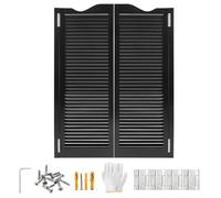 Interior Swinging Doors, Saloon Doors with Hinges, Solid Wood Swing Half Door, Saloon Doors Double Porch Entrance Interior Door for Kitchen Partition Doorways Bar(Black,109 cm X 100cm)