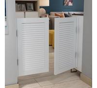 Interior Swinging Pine Wood Saloon Doors with Hinges, Louvered Design for Enhanced Airflow, Durable Strong Joints for Indoor Use