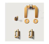 Interior Use Door Handle Yellow Ancient Wooden Door Lock with Door Levers Door Handle with Key for Bedroom or Bathroom