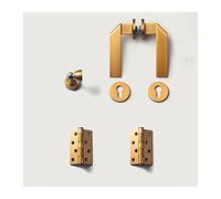 Interior Use Door Handle Yellow Ancient Wooden Door Lock with Door Levers Door Handle with Key for Bedroom or Bathroom