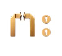 Interior Use Door Handle Yellow Ancient Wooden Door Lock with Door Levers Door Handle with Key for Bedroom or Bathroom