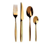 16 Piece Stainless Steel Cutlery Set, Avie Colored Cutlery Set, Luxury Cutlery Set, Modern 16 Piece Cutlery Set Premier Housewares Metallic Gold One Size