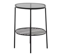 Interiors by Premier 2-Tier Side Table, Black Side Table for Living Room, Layered Black Side Table, Glass Top Modern Side Table Interiors by Premier Black One Size