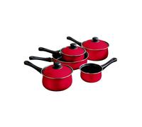 Interiors by Premier 5-Pc Non-Stick Red Carbon Steel Cookware Set with Lids, Bakelite Handles - PF-0204212