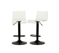 Interiors by Premier Bar Stool Adjustable Baina Acrylic Clear/Black 2pcs