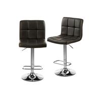 Interiors by Premier Bar Stool Adjustable Baina Quilted Faux Leather Black/Chrome 2pcs