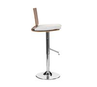 Interiors by Premier Bar Stool Adjustable Giles Walnut Wood & Faux Leather White/Chrome