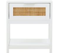 Interiors by Premier Bedside Table Sherman 1 Drawer White/Rattan