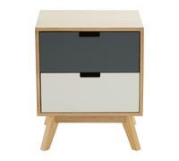 Interiors by Premier Bedside Table Watson 2 Drawer Natural/Grey/White