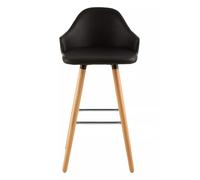 Interiors by Premier Black Curved Backrest Bar Stool, Comfortable Seating Faux Leather Bar Stool, Easy to Clean Kitchen Bar Stool Premier Housewares Black One Size