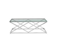 Interiors by Premier Coffee Table Allure Prism Rectangle Silver Finish/Glass