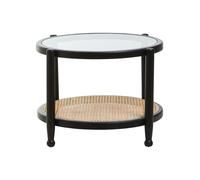 Interiors by Premier Coffee Table Round Cebu Elm Wood & Rattan Black/Natural