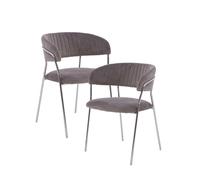 Interiors by Premier Dining Chair Tamzin Panelled Velvet Grey/Chrome 2pcs