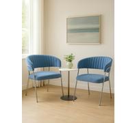 Interiors by Premier Dining Chair Tamzin Panelled Velvet Sky Blue/Chrome 2pcs