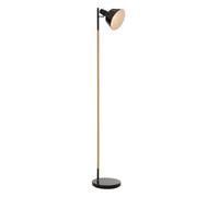Interiors by Premier Floor Lamp Bryant Wood & Metal Black H:150cm