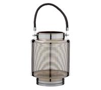 INTERIORS by Premier Large Nickel Stripe Lantern - Stainless Steel & Black, Stainless Steel