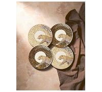 Premier Housewares Set of Four Leopard Print Stoneware Dishes Elegant Black White and Gold Tones Elegant And Modern Design Versatile Serving Durable Materials 12x1x12