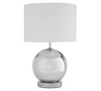 Interiors by Premier Naomi Fabric Shade with EU Plug Table Lamp Premier Housewares Silver One Size