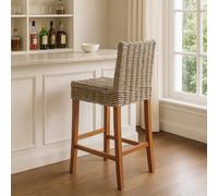 Interiors by Premier Natural Rattan Bar Chair, Bar Stool for Kitchen, Bar Area, Breakfast Stool for Home Bar, Wooden Frame Interiors by Premier Grey One Size