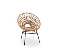 Interiors by Premier Natural Rattan Brown Round Petal Chair with Black Metal Legs, Rattan Dining Chair, Rattan Lounge Chair Interiors by Premier Brown One Size