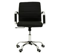 Brent Black Leather Effect And Chrome Home Office Chair Premier Housewares Black One Size