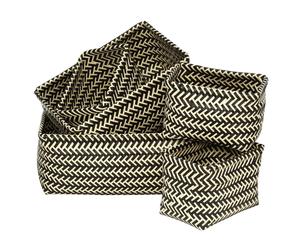 Interiors by Premier Set Of Five Black And White Woven Storage Baskets