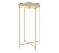 Interiors by Premier Side Table Allure Brushed Bronze/Black Mirror Round Tall