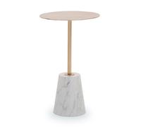 Interiors by Premier Side Table Avola Rose Gold Finish/White Marble Effect Base