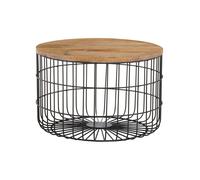 Interiors by Premier Side Table Pali Round Mango Wood Top Black/Natural