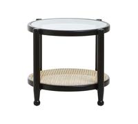 Interiors by Premier Side Table Round Cebu Elm Wood & Rattan Black/Natural