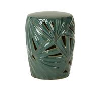 Palm Leaf Textured Green Ceramic Side Table Green