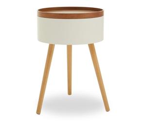 Interiors by Premier Side Table Viborg Storage Top Round White/Natural Small