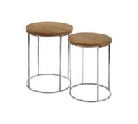 Interiors by Premier Side Tables Agra Round Mango Wood/Iron 2pcs
