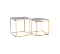 Interiors by Premier Side Tables Avantis Square Gold Finish/White Marble Top 2pcs