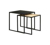 Interiors by Premier Side Tables Nested Depok Square Black/Rattan 2pcs