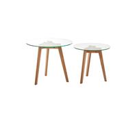 Interiors by Premier Side Tables Nostra Oak Wood/Glass 2pcs