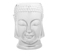 Interiors by Premier Silver Buddha Ceramic Side Table, Modern Silver Side Table, Buddha Face Side Table, Modern Side Table Premier Housewares Silver One Size