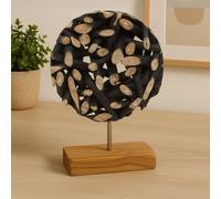 Interiors by Premier Small Wooden Sculpture, Round Shape Natural & Black Teak Wood Sculpture, Modern Wooden Sculpture for Home Interiors by Premier Multi One Size