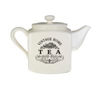 Interiors By Premier Stylish Vintage Home Big Cream Square Teapot, Vintage Design Cream Teapot, Sleek Modern Design Teapot Interiors by Premier Cream One Size